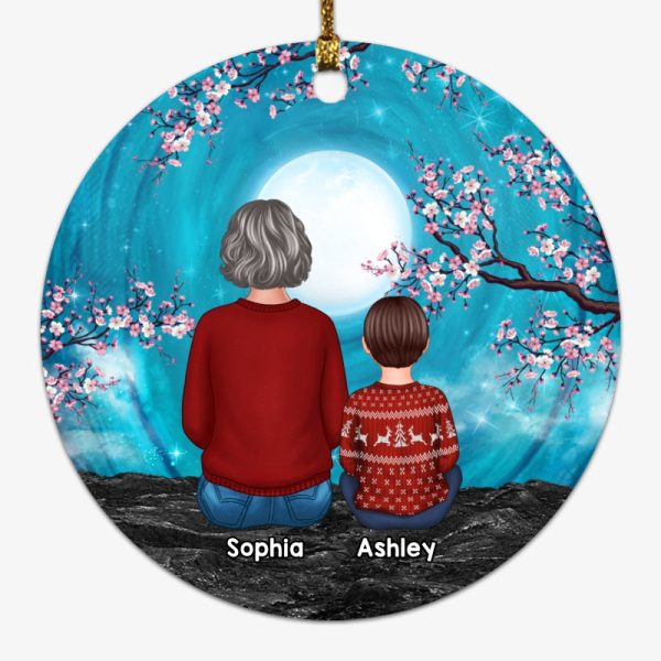 Grandma Grandkids Blue Moon Blossom Tree Personalized Circle Ornament For Discount - Image 4