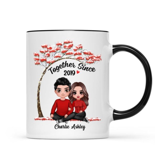 Embracing Couple Under Red Tree Gift For Him For Her Personalized Mug Hot on Sale - Image 5