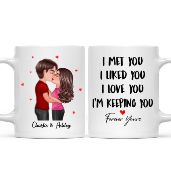 Doll Couple Kissing I Met You I Liked You I Love You Gift For Him For Her Personalized Mug Hot on Sale