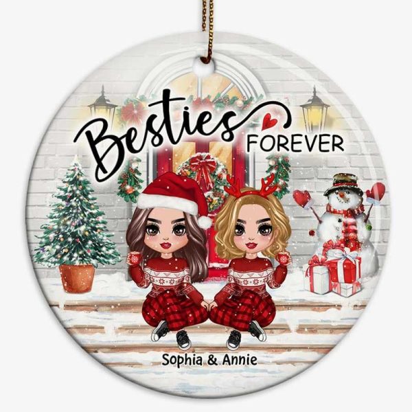 Christmas Best Friends Sisters Front Porch Personalized Circle Ornament Supply