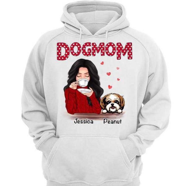 Dog Mom Polka Dot Coffee Girl & Peeking Dog Personalized Shirt Online - Image 3
