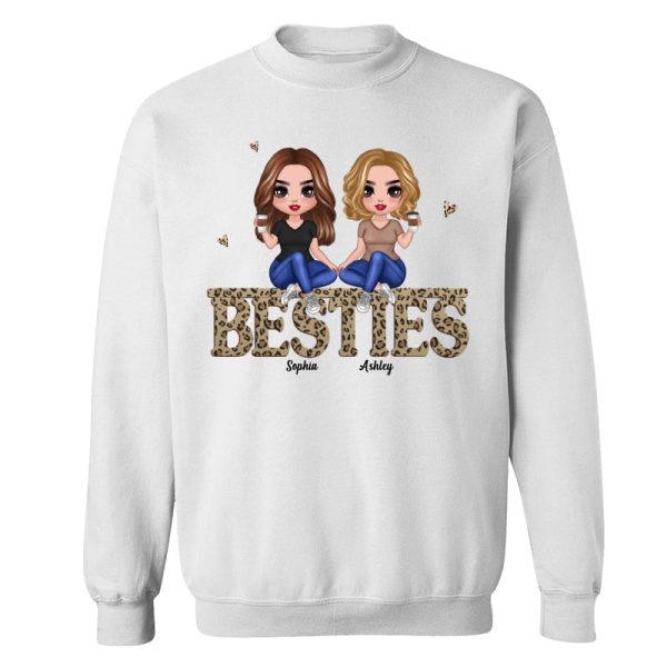 Doll Besties Sisters Sitting On Leopard Words Personalized Shirt Sale - Image 2