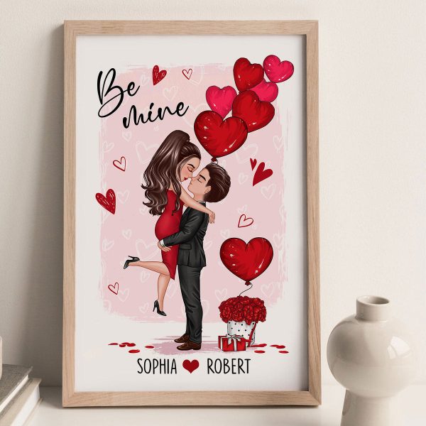 Be Mine Doll Couple Kissing Personalized Vertical Poster - Gift For Him Gift For Her For Cheap - Image 2