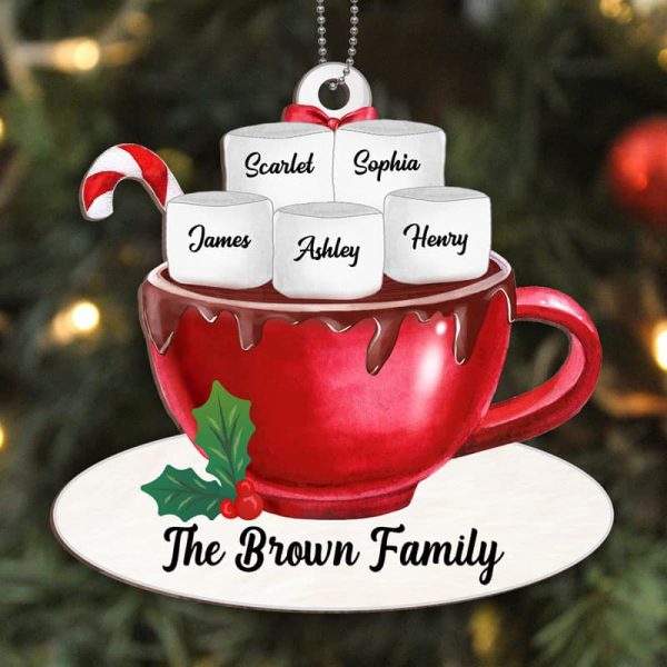 Family Marshmallow Cup Name Personalized Wooden Ornament on Sale - Image 3