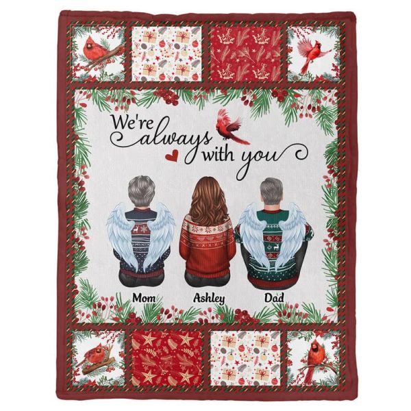 Holly Branch Family Sitting Memorial Personalized Fleece Blanket Online Hot Sale