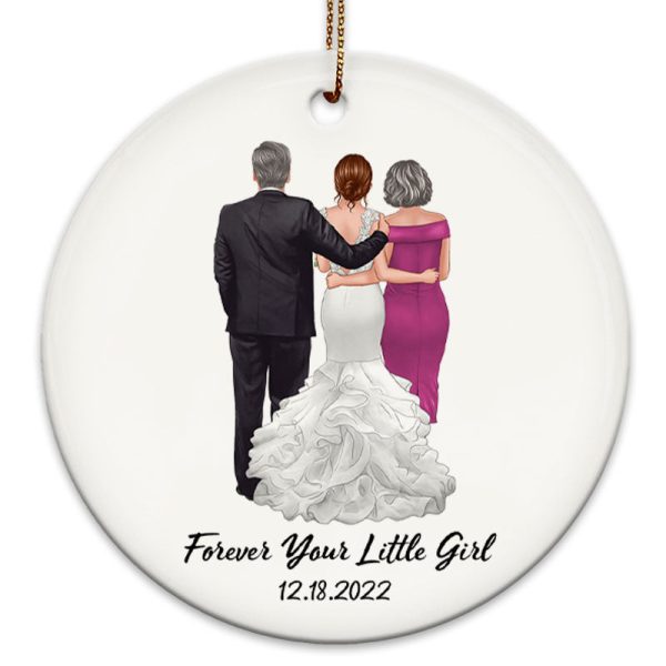 Parents of the Bride Gift Wedding Christmas Personalized Circle Ornament on Sale