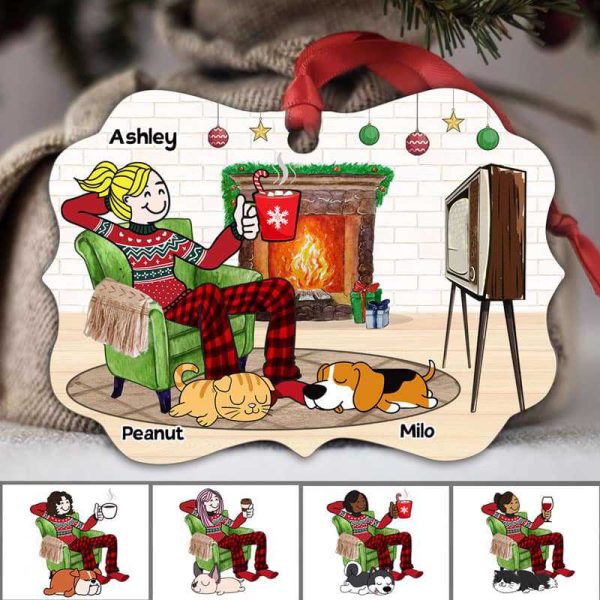 A Girl And Her Dog Cat Personalized Christmas Ornament Online Sale