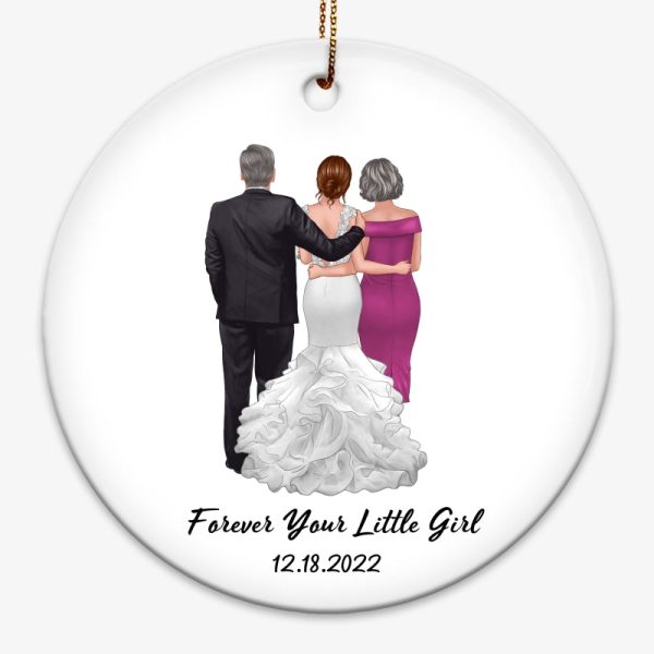 Parents of the Bride Gift Wedding Christmas Personalized Circle Ornament on Sale - Image 3