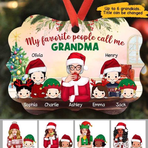 Favorite People Call Me Grandma Personalized Christmas Ornament Discount