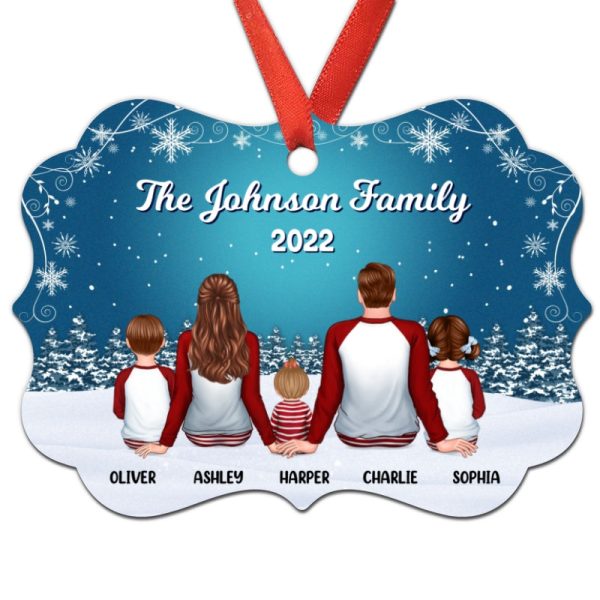 Pajamas Family In Snow Night Personalized Christmas Ornament Hot on Sale - Image 3