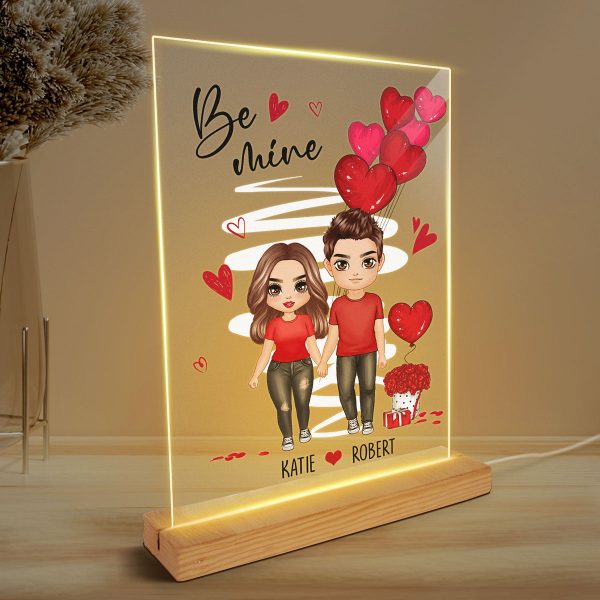 Be Mine Doll Couple Standing Personalized Plaque LED Night Light - Gift For Him Gift For Her Online now - Image 3