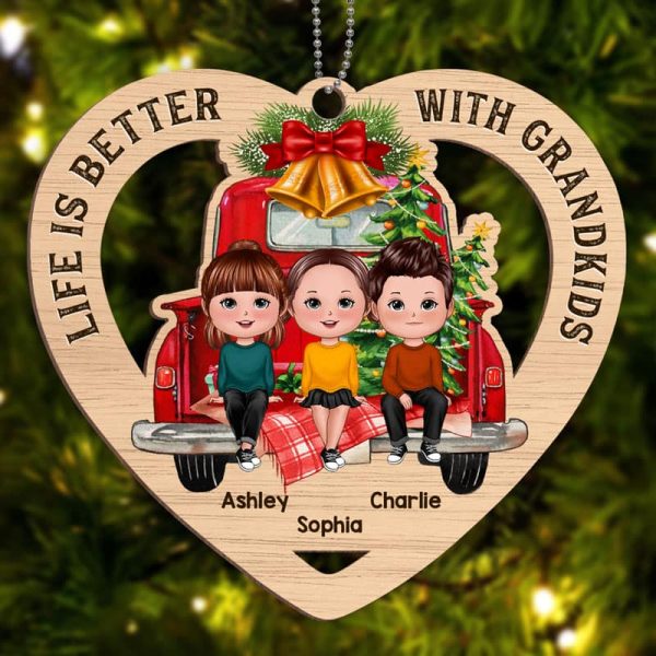 Better Life With Grandkids Grandma Personalized Wooden Ornament Online Hot Sale - Image 2