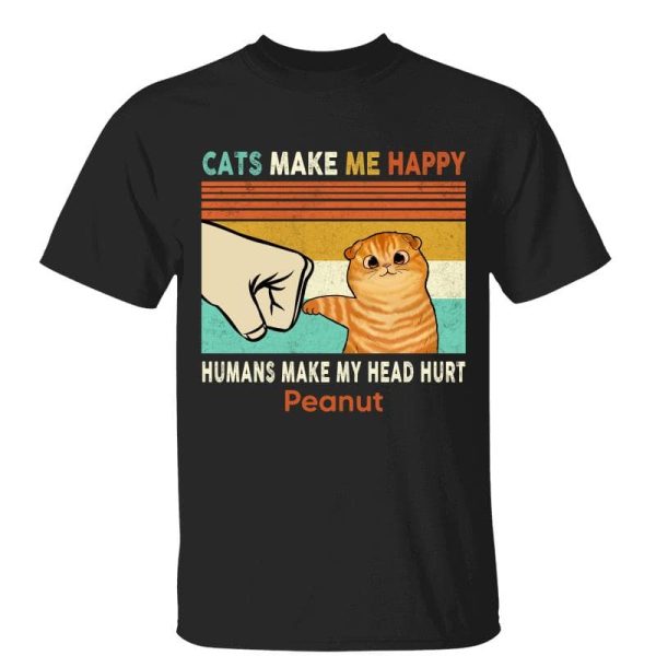 Cats Make Me Happy Fluffy Cat Personalized Shirt on Sale - Image 2