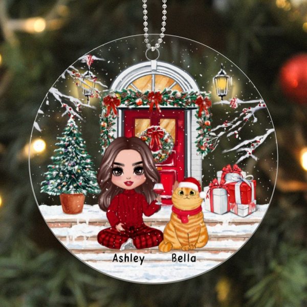 Cat Mom Christmas Front Porch Personalized Acrylic Ornament Cheap - Image 4