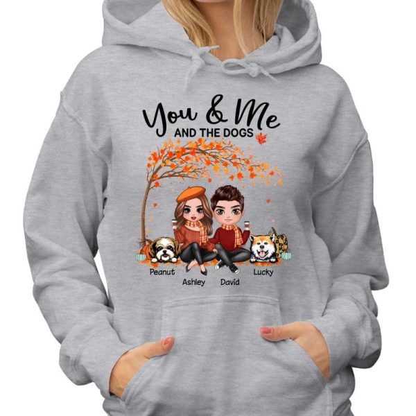 Couple And Dogs Fall Season Tree Personalized Shirt Hot on Sale - Image 4