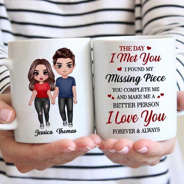 Doll Couple Standing Found My Missing Piece Gift For Him For Her Mug Supply - Image 2