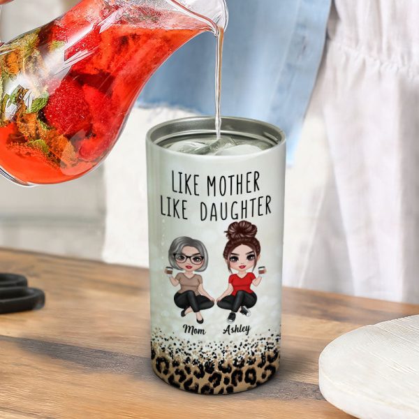 Doll Like Mother Like Daughter Leopard Personalized 4 In 1 Can Cooler For Discount - Image 4