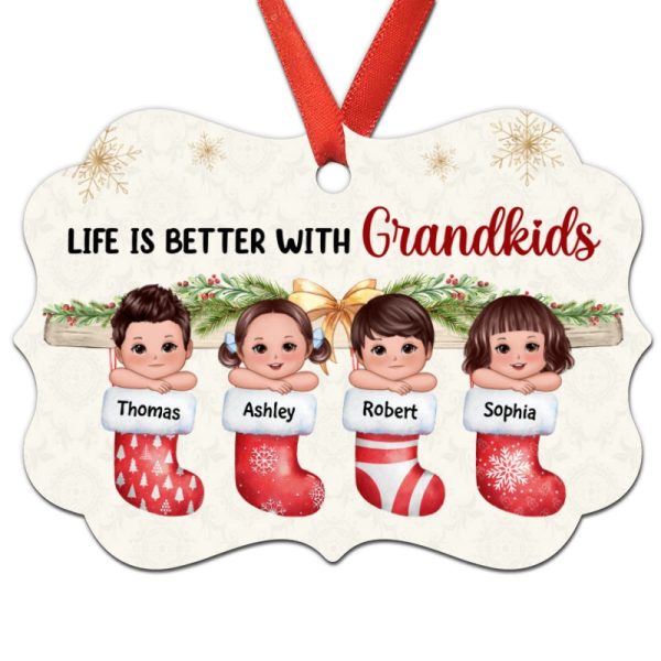 Life Is Better With Grandkids Cute Kid Laying Head On Arms Stocking Personalized Christmas Ornament Supply - Image 3