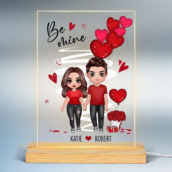 Be Mine Doll Couple Standing Personalized Plaque LED Night Light - Gift For Him Gift For Her Online now - Image 2