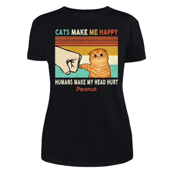 Cats Make Me Happy Fluffy Cat Personalized Shirt on Sale - Image 5