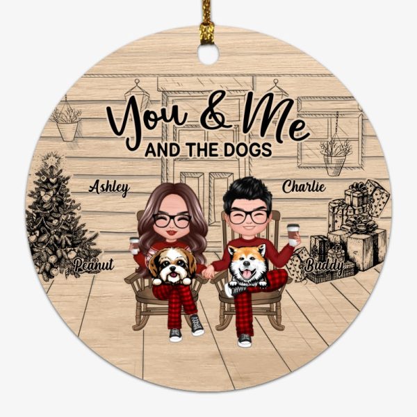 Couple And The Dogs Front Porch Personalized Christmas Circle Ornament Cheap - Image 5