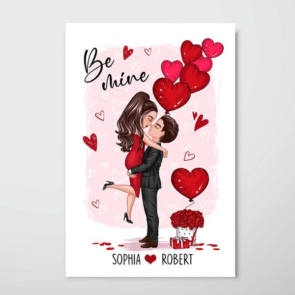 Be Mine Doll Couple Kissing Personalized Vertical Poster - Gift For Him Gift For Her For Cheap