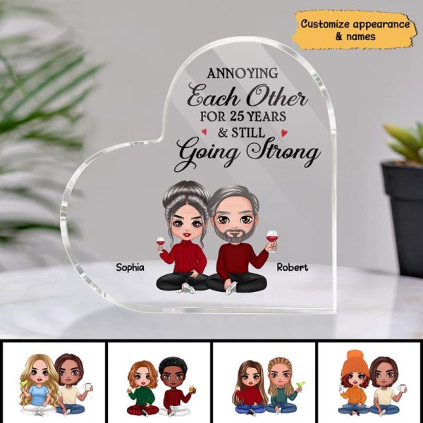 Doll Couple Anniversary Gift Personalized Heart Acrylic Plaque For Cheap - Image 3