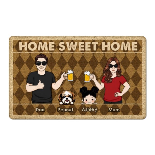 Rhombus Pattern Family Kids Dogs Cats Home Sweet Home Personalized Doormat Online - Image 5