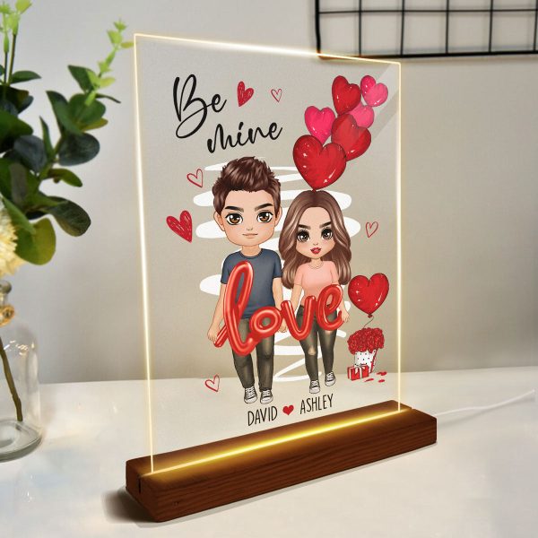Be Mine Love Balloon Couple Personalized Plaque LED Night Light - Gift For Him Gift For Her Sale - Image 3