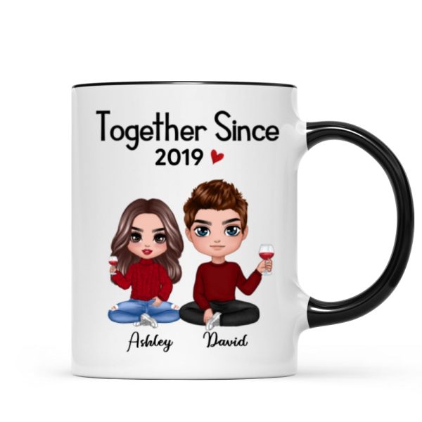 Doll Couple Sitting Gift For Him Gift For Her Personalized Mug Online Sale - Image 5