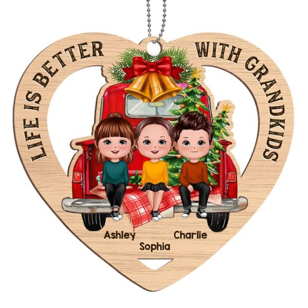Better Life With Grandkids Grandma Personalized Wooden Ornament Online Hot Sale