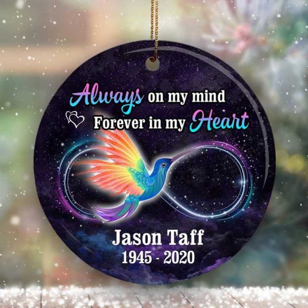 Galaxy Infinity Hummingbird Memorial Personalized Circle Ornament Hot on Sale - Image 2