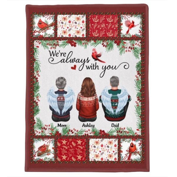 Holly Branch Family Sitting Memorial Personalized Fleece Blanket Online Hot Sale - Image 5