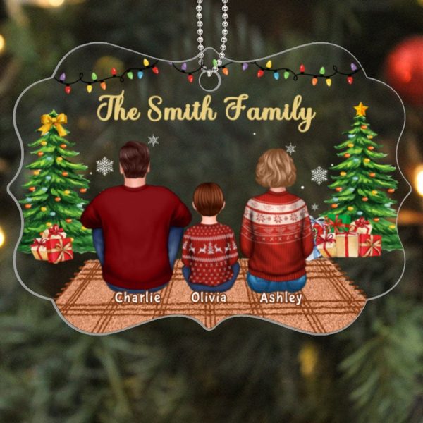 Family Dad Mom Kids Dogs Cats In House Christmas Personalized Acrylic Ornament Cheap - Image 4