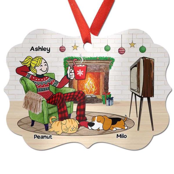 A Girl And Her Dog Cat Personalized Christmas Ornament Online Sale - Image 2
