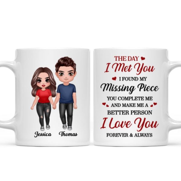 Doll Couple Standing Found My Missing Piece Gift For Him For Her Mug Supply - Image 3
