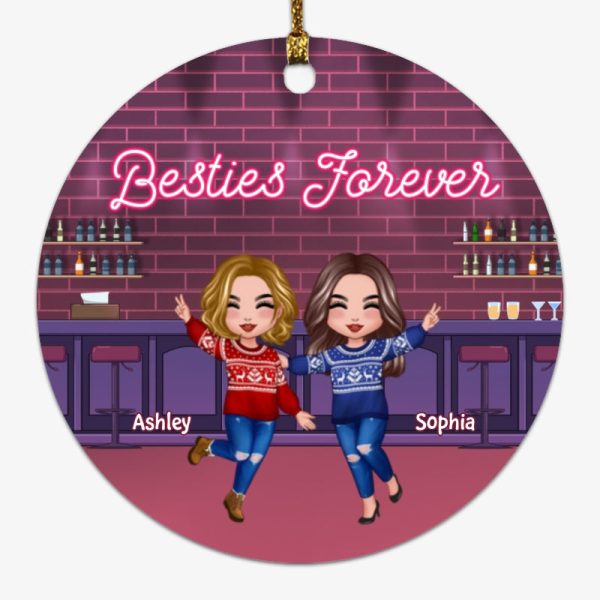 Partners In Wine Happy Doll Besties At Bar Personalized Circle Ornament Online - Image 4
