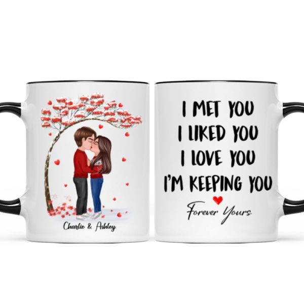 Doll Couple Kissing Under Red Tree Gift For Him For Her Personalized Mug For Sale - Image 5