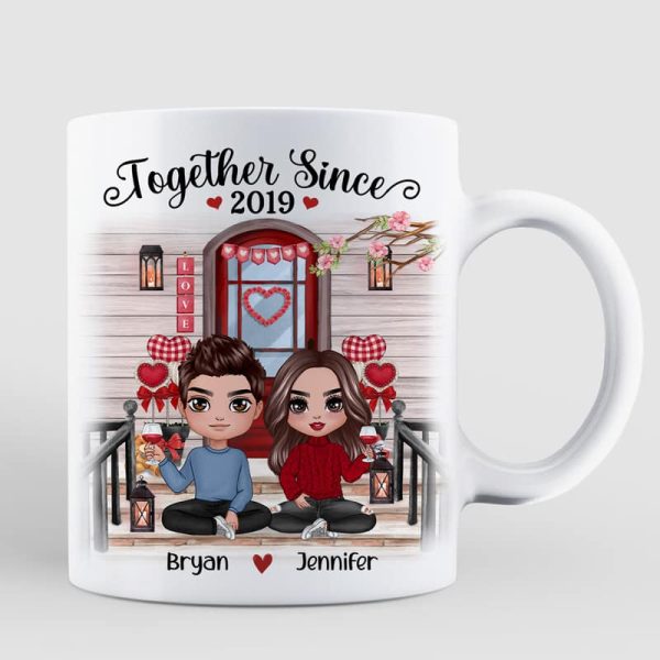 Doll Couple Sitting Front Porch Personalized Mug Cheap