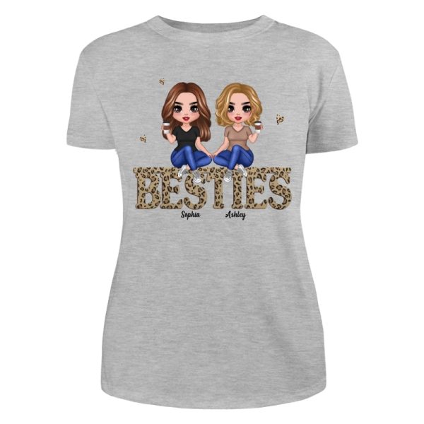 Doll Besties Sisters Sitting On Leopard Words Personalized Shirt Sale - Image 5