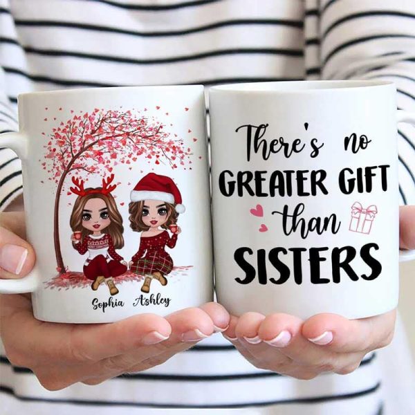 Sitting Doll Besties Under Pink Heart Tree Personalized Mug Online - Image 3