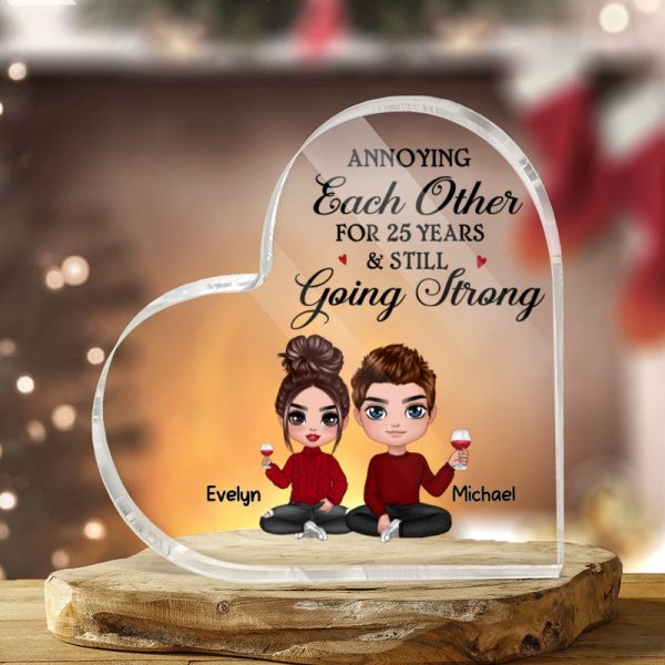 Doll Couple Anniversary Gift Personalized Heart Acrylic Plaque For Cheap - Image 4