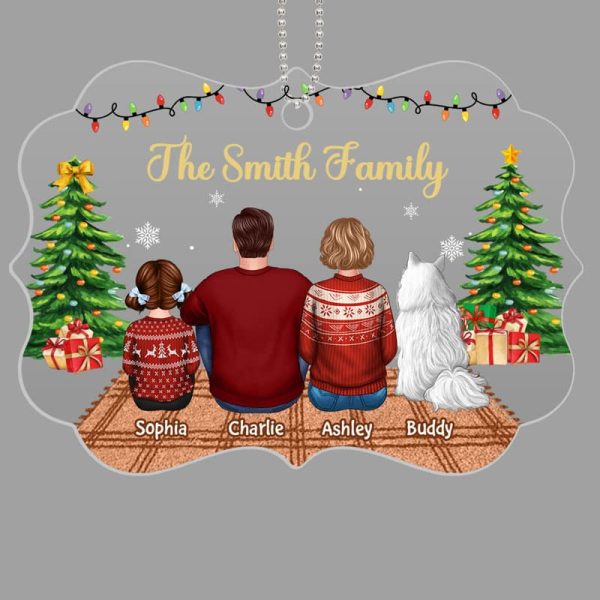 Family Dad Mom Kids Dogs Cats In House Christmas Personalized Acrylic Ornament Cheap - Image 2