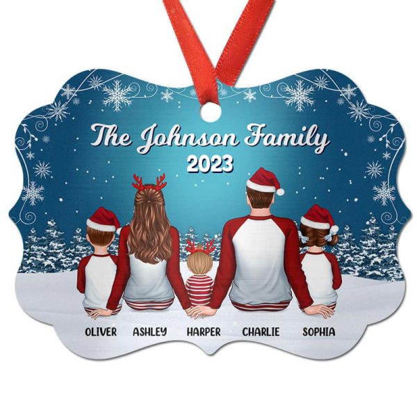 Pajamas Family In Snow Night Personalized Christmas Ornament Hot on Sale
