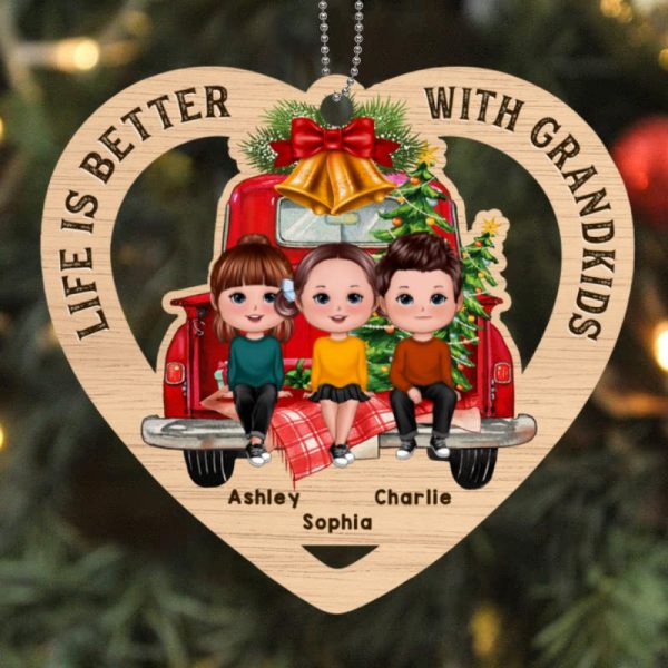Better Life With Grandkids Grandma Personalized Wooden Ornament Online Hot Sale - Image 3