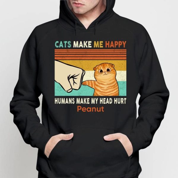 Cats Make Me Happy Fluffy Cat Personalized Shirt on Sale - Image 4