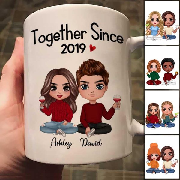 Doll Couple Sitting Gift For Him Gift For Her Personalized Mug Online Sale