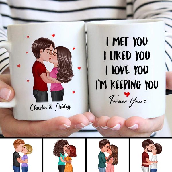 Doll Couple Kissing I Met You I Liked You I Love You Gift For Him For Her Personalized Mug Hot on Sale - Image 4