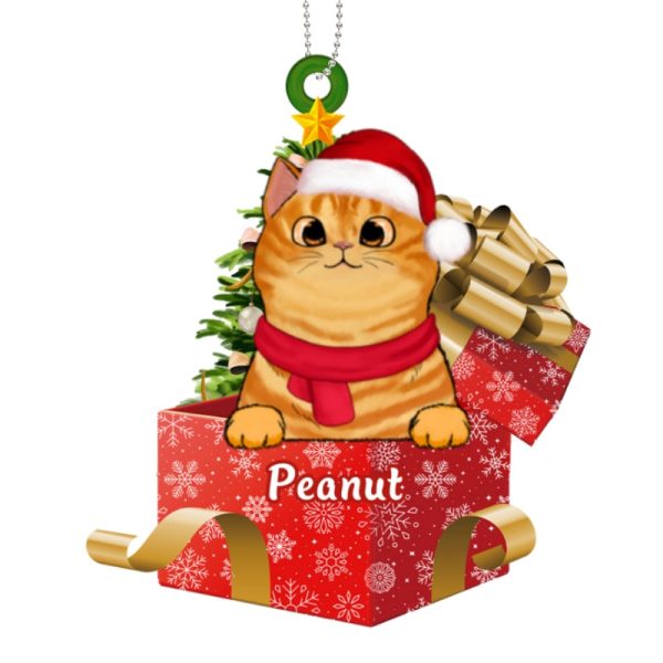 Peeking Cats On Christmas Gifts Personalized Wooden Ornament Online - Image 4