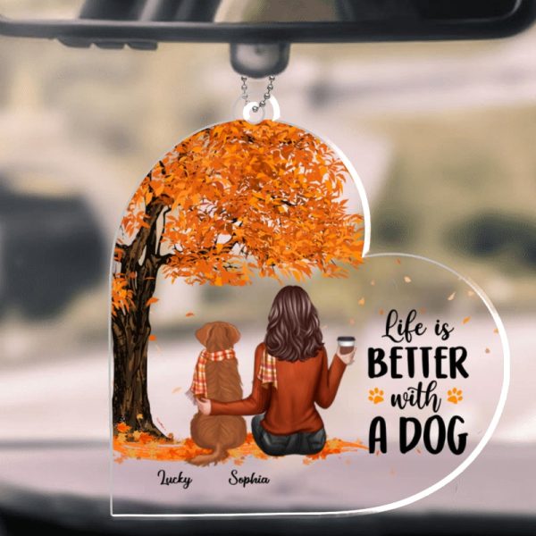 Fall Season Life Is Better With Dogs Personalized Car Hanging Acrylic Ornament Supply - Image 4